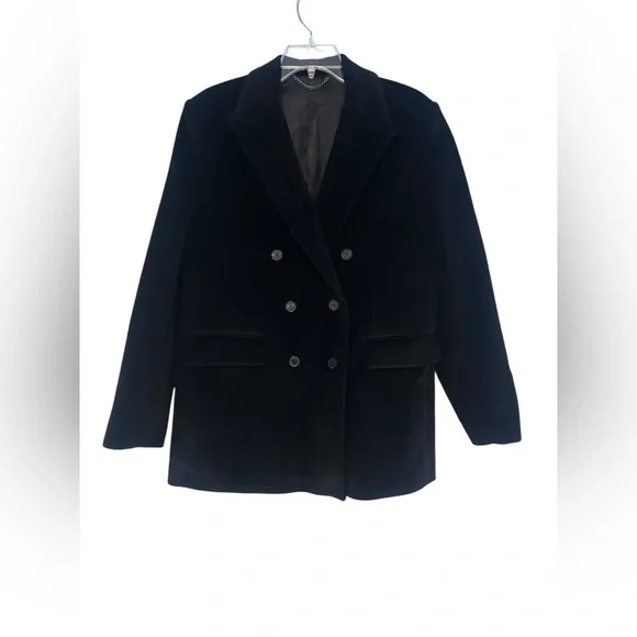 Kooples Womens Black Corduroy Double Breasted Jacket 100% Cotton NWT EU 40/8 - Picture 2 of 10